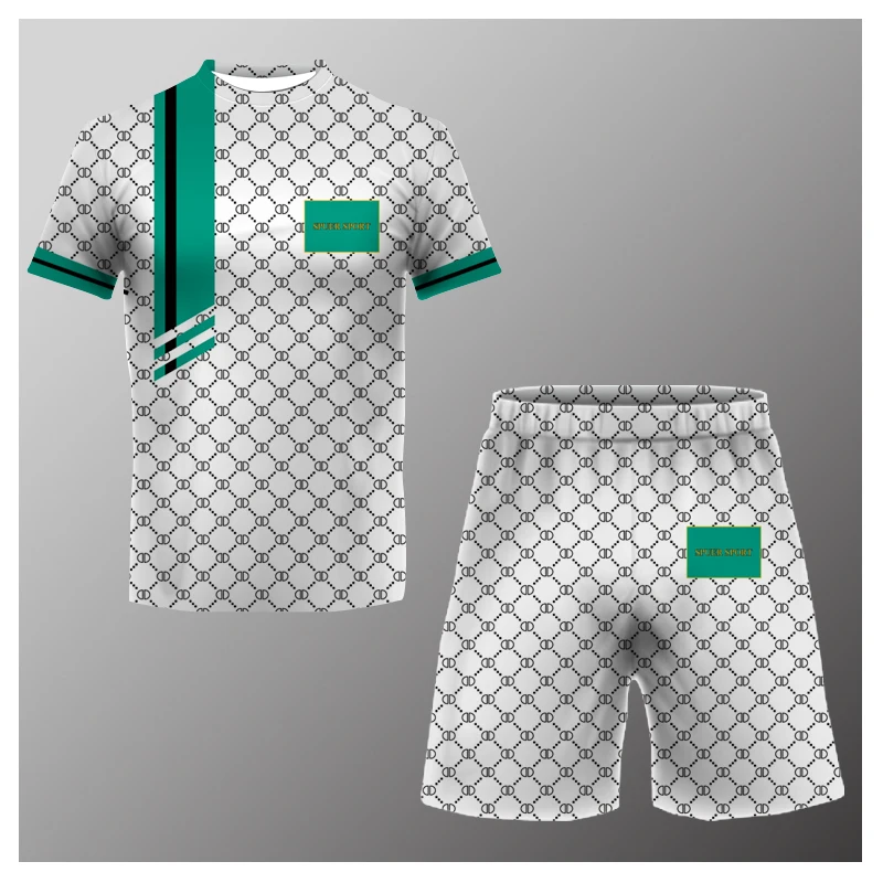 2023 Summer Men's New T-shirt+Shorts Two Piece Set 3D Fun Print Large Retro Fashion Men's Casual Street Sports Two Piece Set