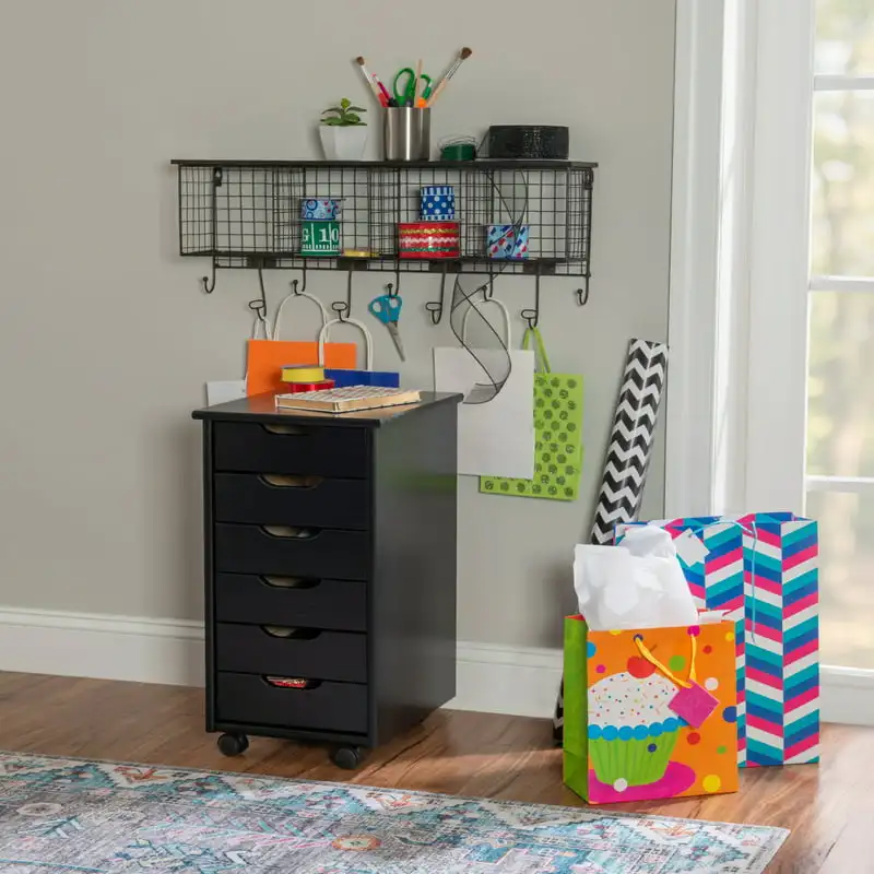 

6-Drawer Rolling Storage Cart, Black