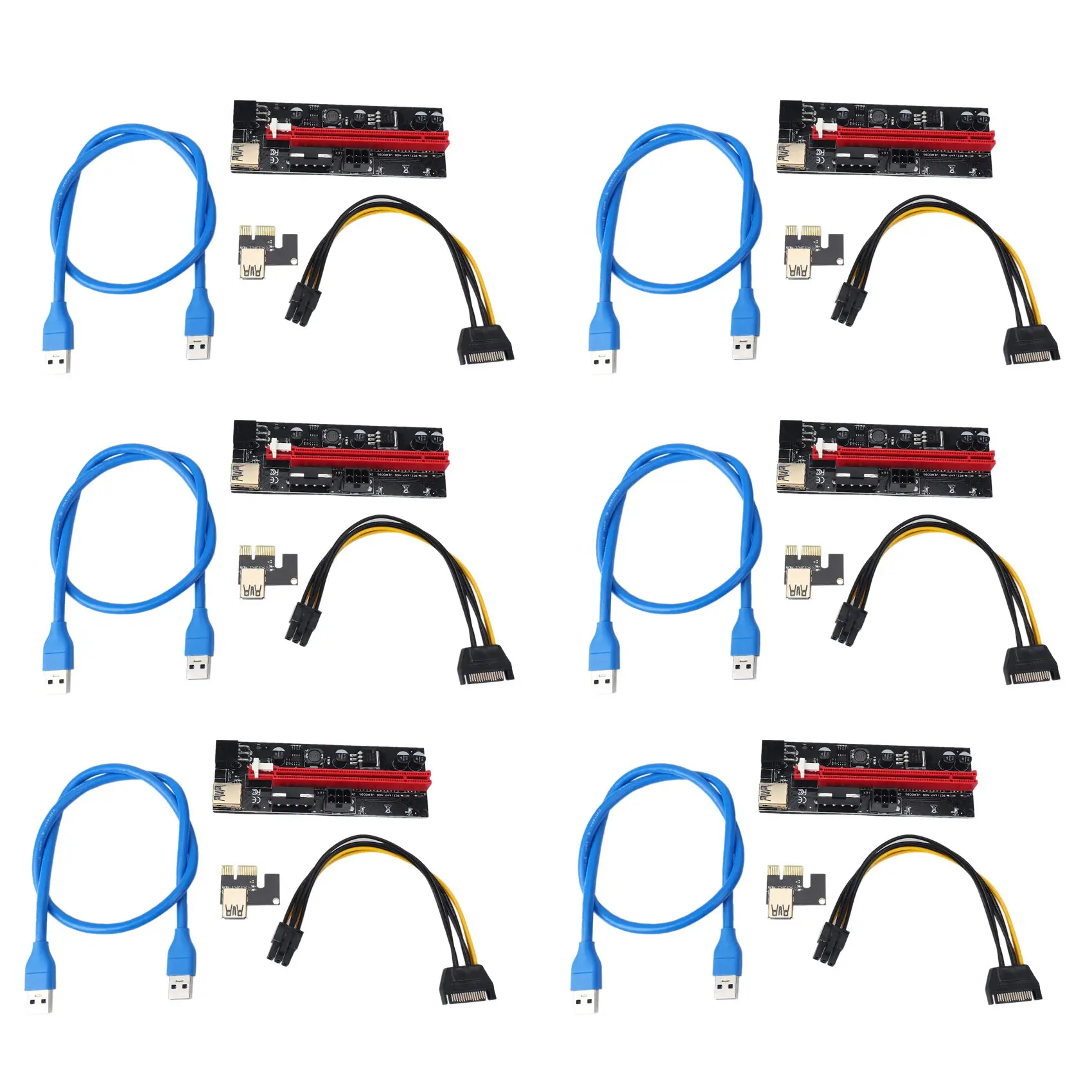 

VER009 USB 3.0 PCI-E Райзер VER 009S Экспресс 1X 4X 8X 16X Райзер адаптер карта SATA 15Pin до 6 Pin кабель питания