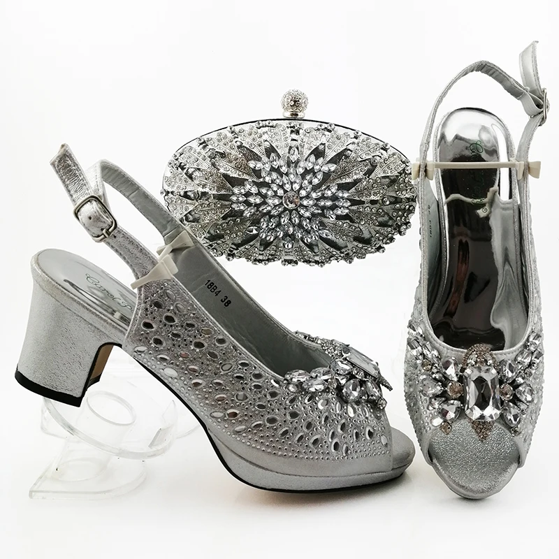 

High Quality Peach Color African Designer Shoes And Bag Set To Match Italian design Party Shoes With Matching Bags Set