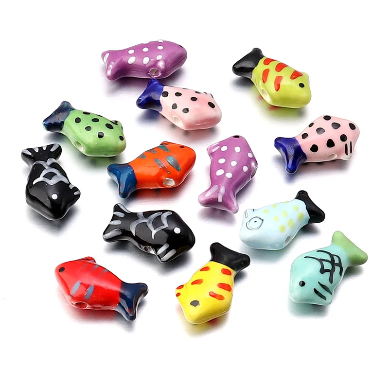 

DC 5Pcs/Lot Ceramic Fish Beads Charming Jewelry Accessories For Women/Men Diy Making Necklace Bracelet For Gift