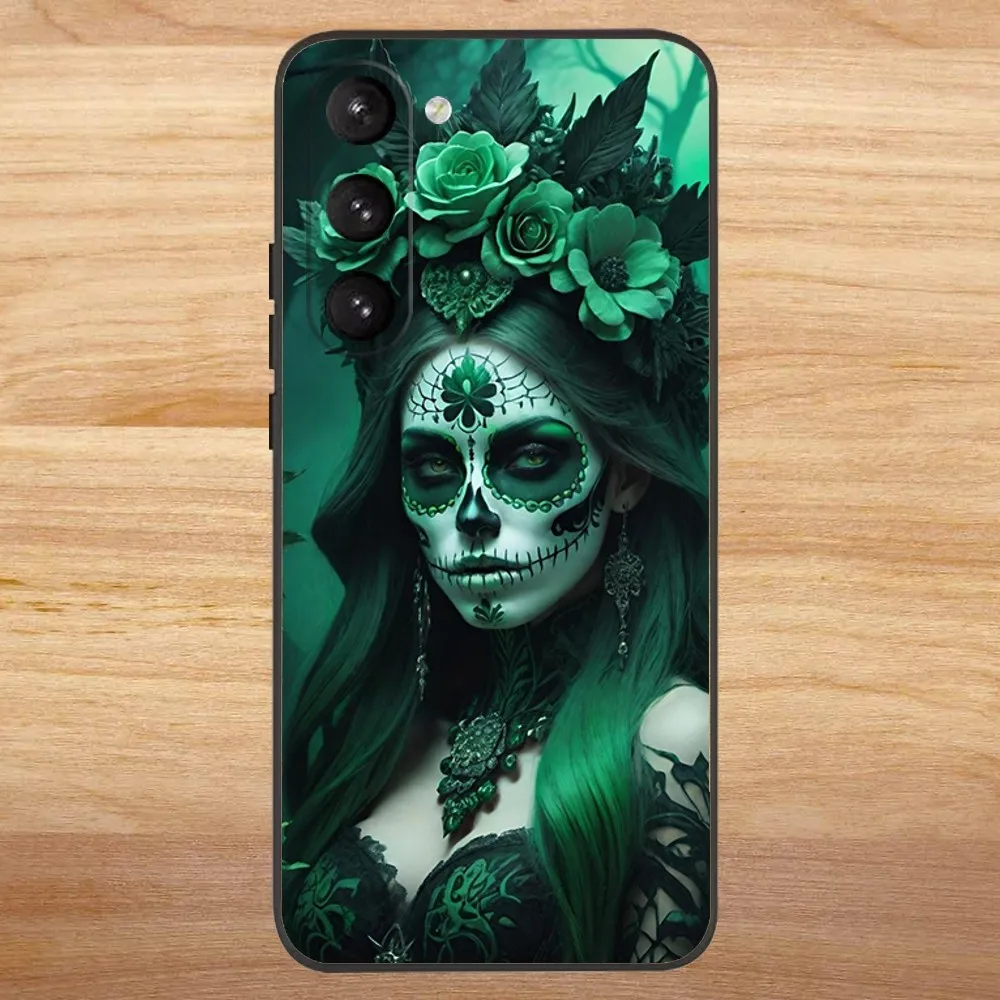 Чехол для телефона Mexican Catrina Skull Girl SamsungS24 S23 S22 S21 S20 Ultra Pro S10 S30Plus 20 Black Cover