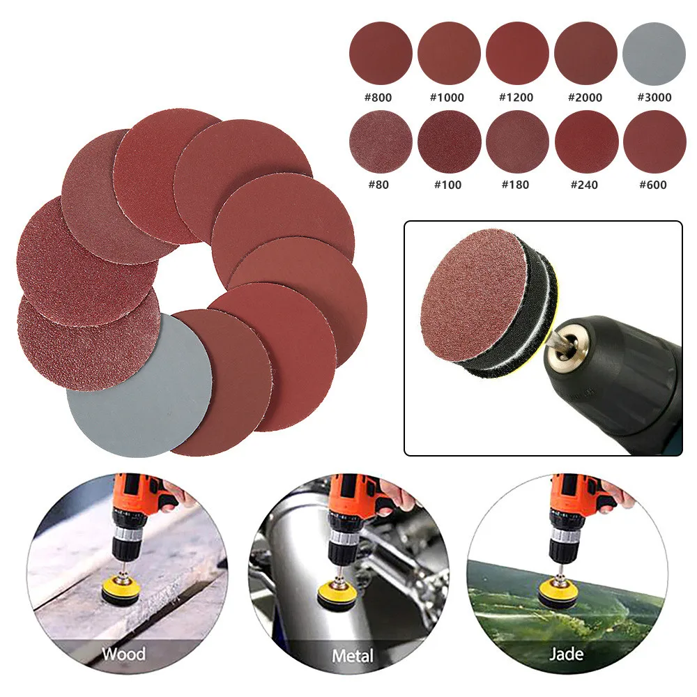 

60-2000 Grit 25MM Flocking sandpaper Sanding Discs Pad Kit for Drill Grinder Rotary Tools with Backer Plate Dremel Accessories