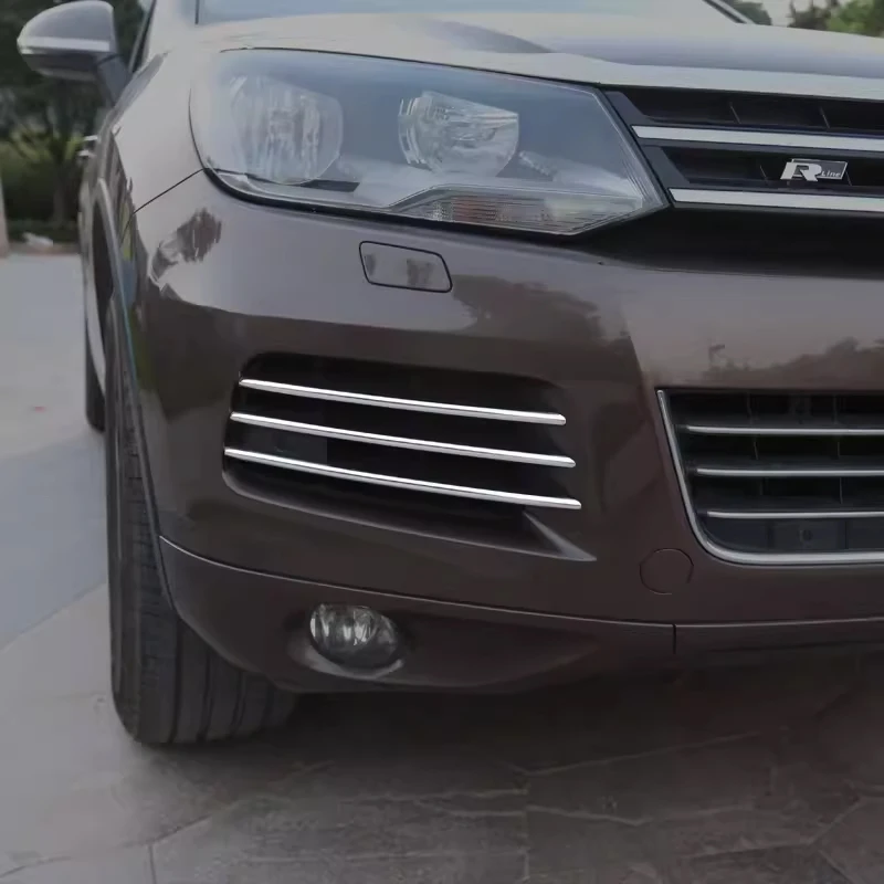 

1 комплект автомобильных передних противотуманных фонарей, отделка из нержавеющей стали, наклейки для VW Touareg 2011-2015, противотуманные аксессуары для декорирования полосок