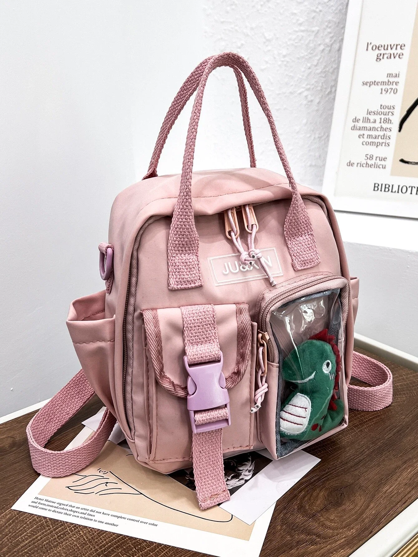 

Mini Letter Patch Release Buckle Detail Backpack