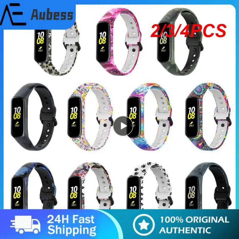 

2/3/4PCS Smart Accessories Sweatproof Watchband Waterproof Replacement Strap Printed Pattern Watch Strap For Samsung Galaxy Fit2