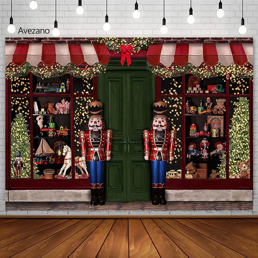 Avezano Christmas Backdrop Decoration Toy Shoppe Wreath Winter Holiday Portrait Photography Background Photo Studio Photocall