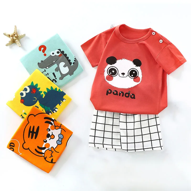 

2022 Summer Toddler Girls Clothes 2-Piece Sets Boys Suits Cartoon Short Sleeve T-Shirts+Shorts 0-7 Years Children's Clothing