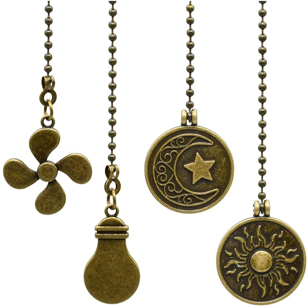 

4Pcs Ceiling Fan Pulls, Fan Pull Chain Set with Connector,Fan Chain Extender Ornaments Ceiling Fan Pull Chain,Bronze