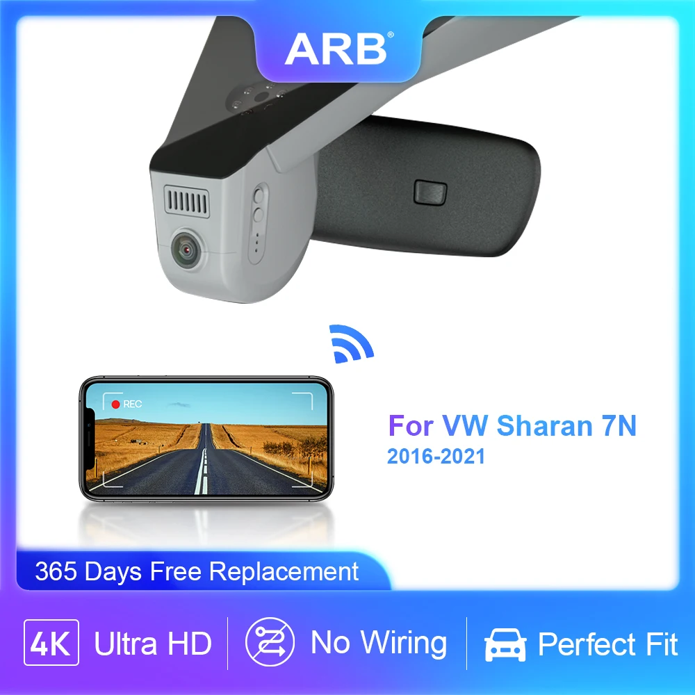 

Видеорегистратор для VW Volkswagen Sharan 7N 2021 2020 2019 2018 2017, ARB 4K OEM Style, Автомобильный видеорегистратор с Wi-Fi и управлением через приложение