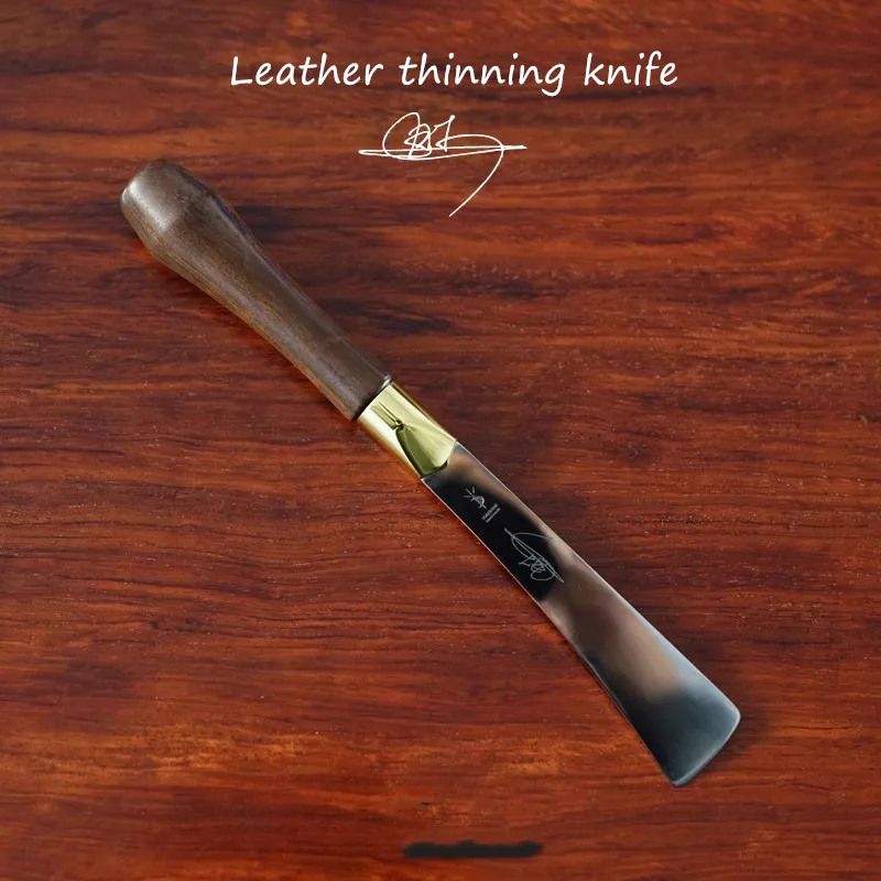 Кожаный филировочный нож приходит SKD11 стальная ореховая ручка кожаный край