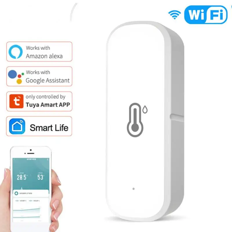 

Умный Wi-Fi датчик температуры и влажности CORUI Tuya, комнатный гигрометр, контроллер для мониторинга, работает с Alexa Google Home