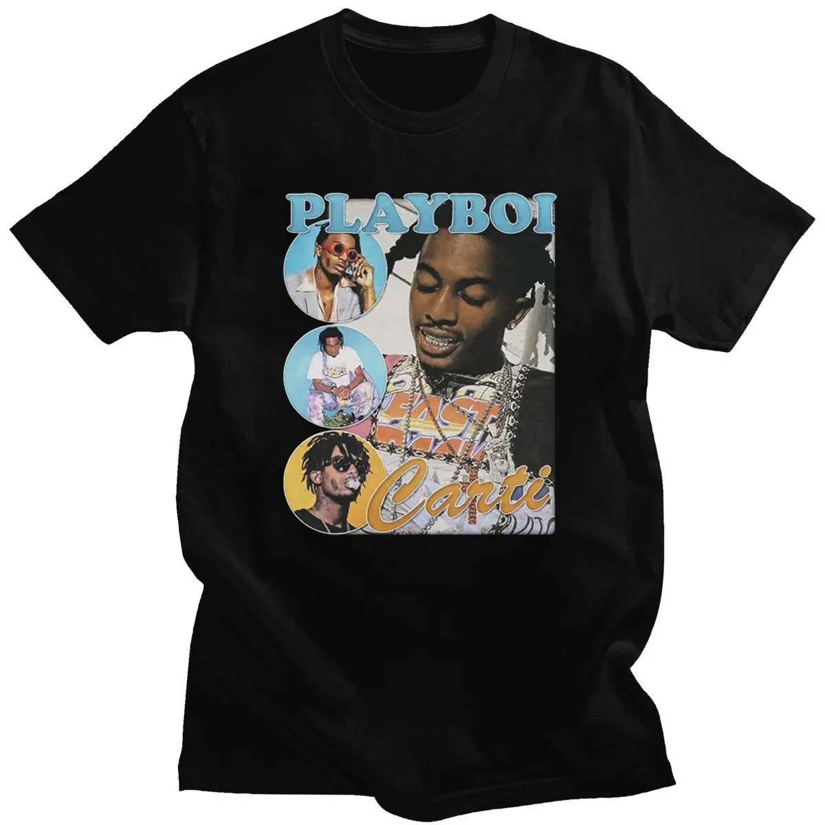 

2021 Hot Sale Playboi Carti 90s Graphics Print Unisex Short Sleeves O-neck Tshirts Vintage Streetwears Mens Women New Style Tees