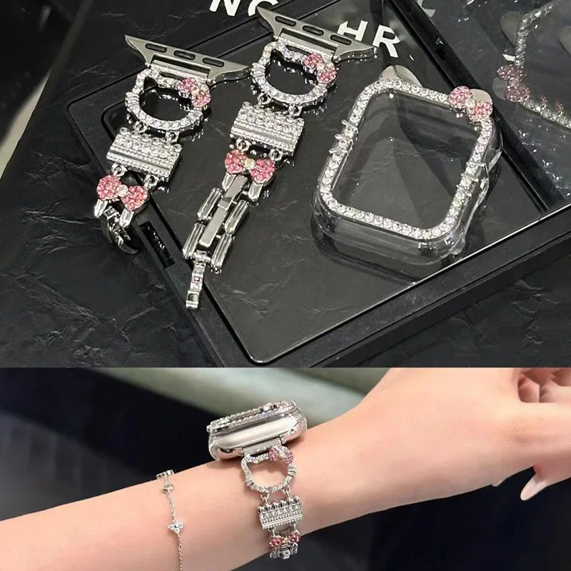 Ремешок для часов милый металлический бриллиантовый браслет Apple Watch S9 40 41 42 мм