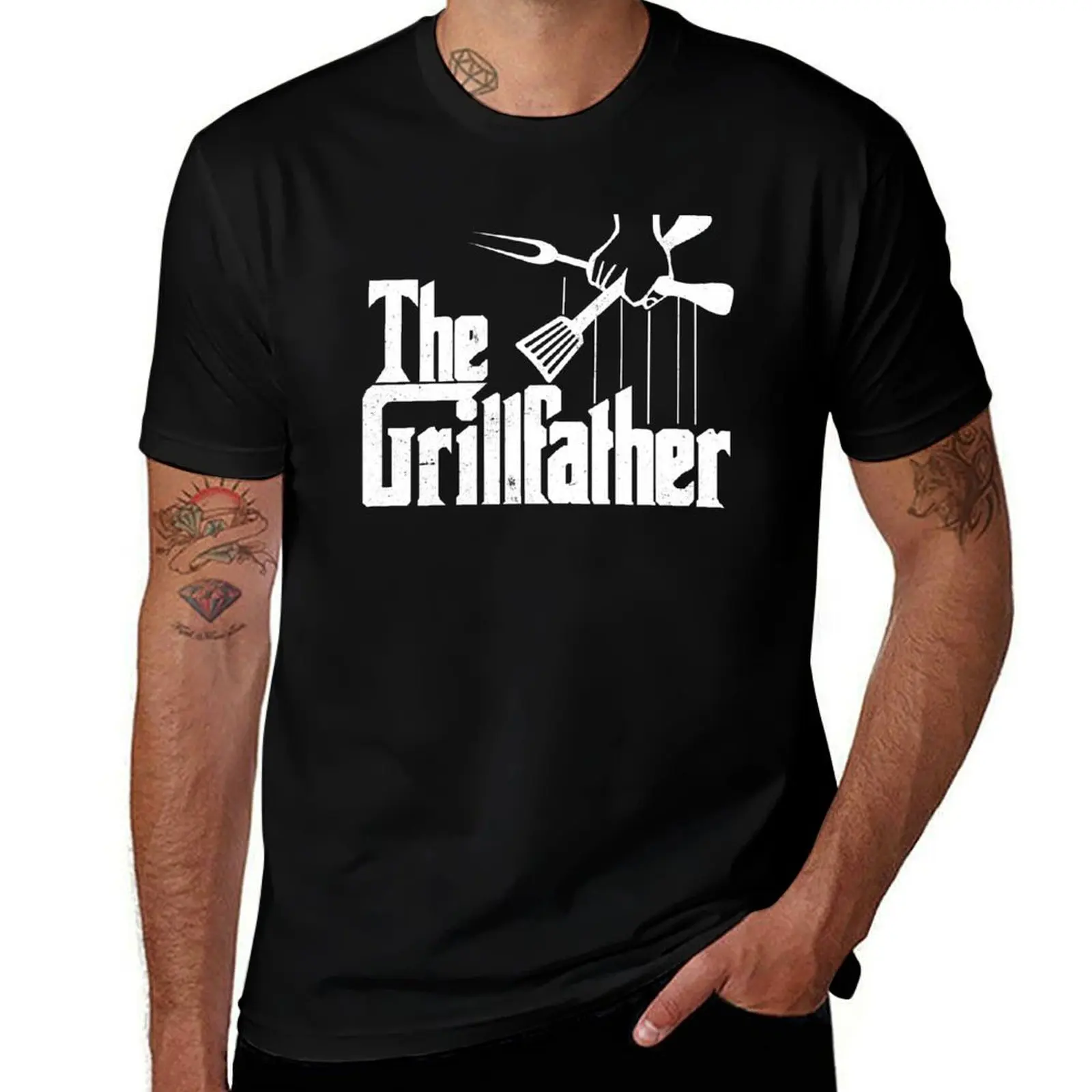 Фото Забавная футболка The Grillfather для вечеринок с барбекю, водостойкая повседневная футболка №1