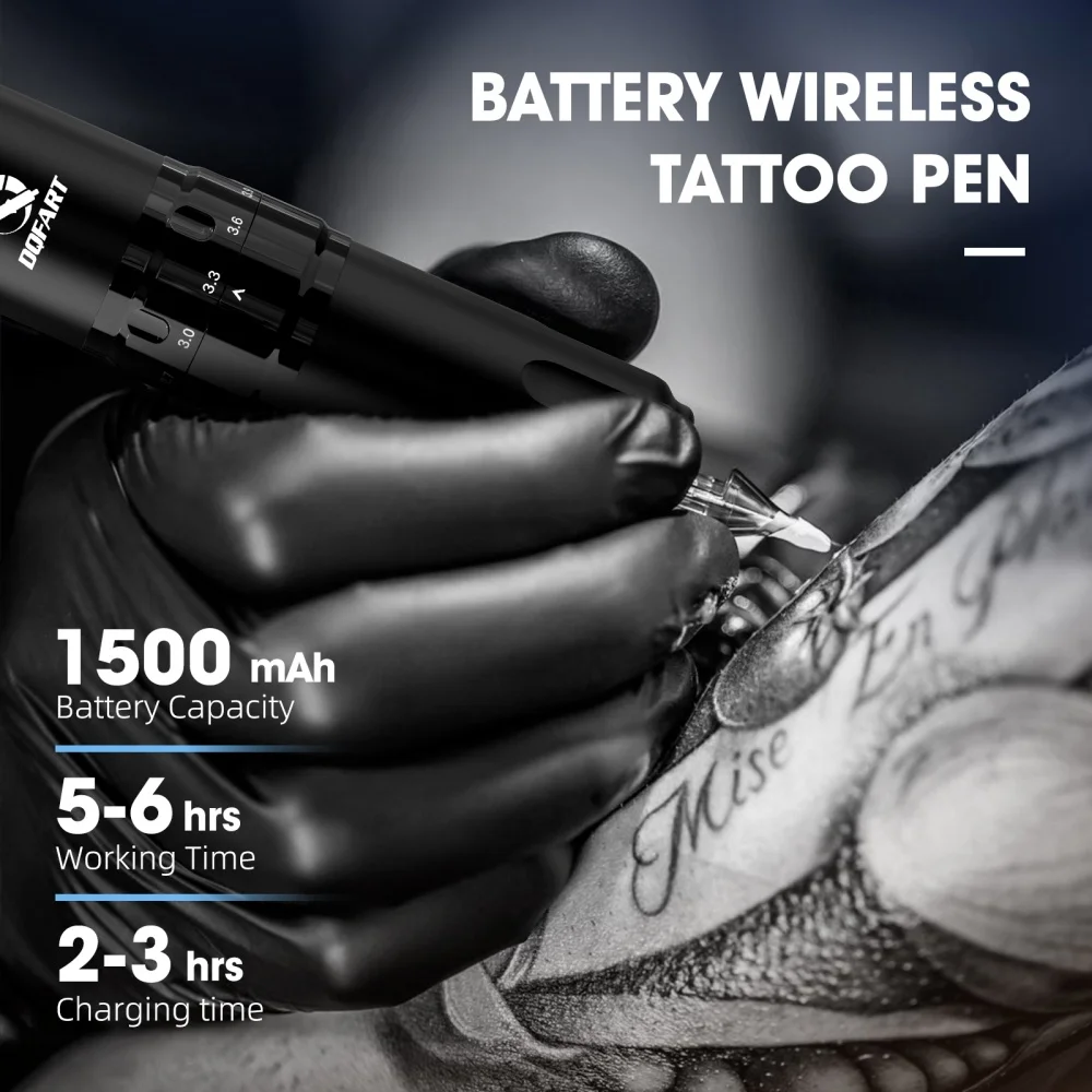 Беспроводная электрическая тату-машинка DQFART T1Pro 13 см, 1500 мАч, 5-6 часов работы, регулировка скорости, профессиональная для художников (art.: 3920dc658d07b) - 3920dc658d07b