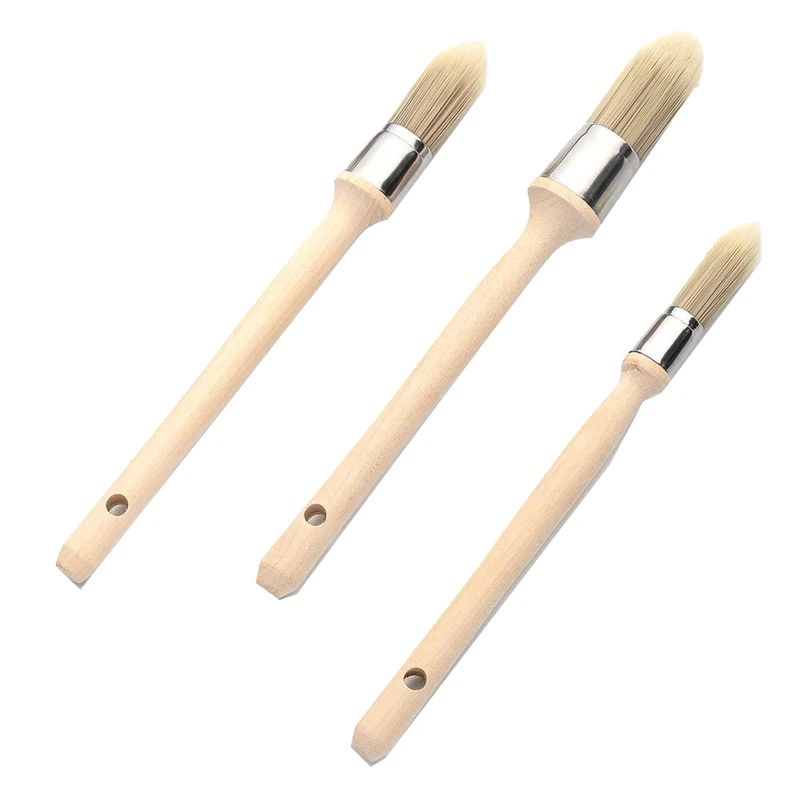 6 Pieces Small Paint Brush Edge Painting Tool With Wooden Handle Trim Painting Tool Brush , 3 Sizes images - 6