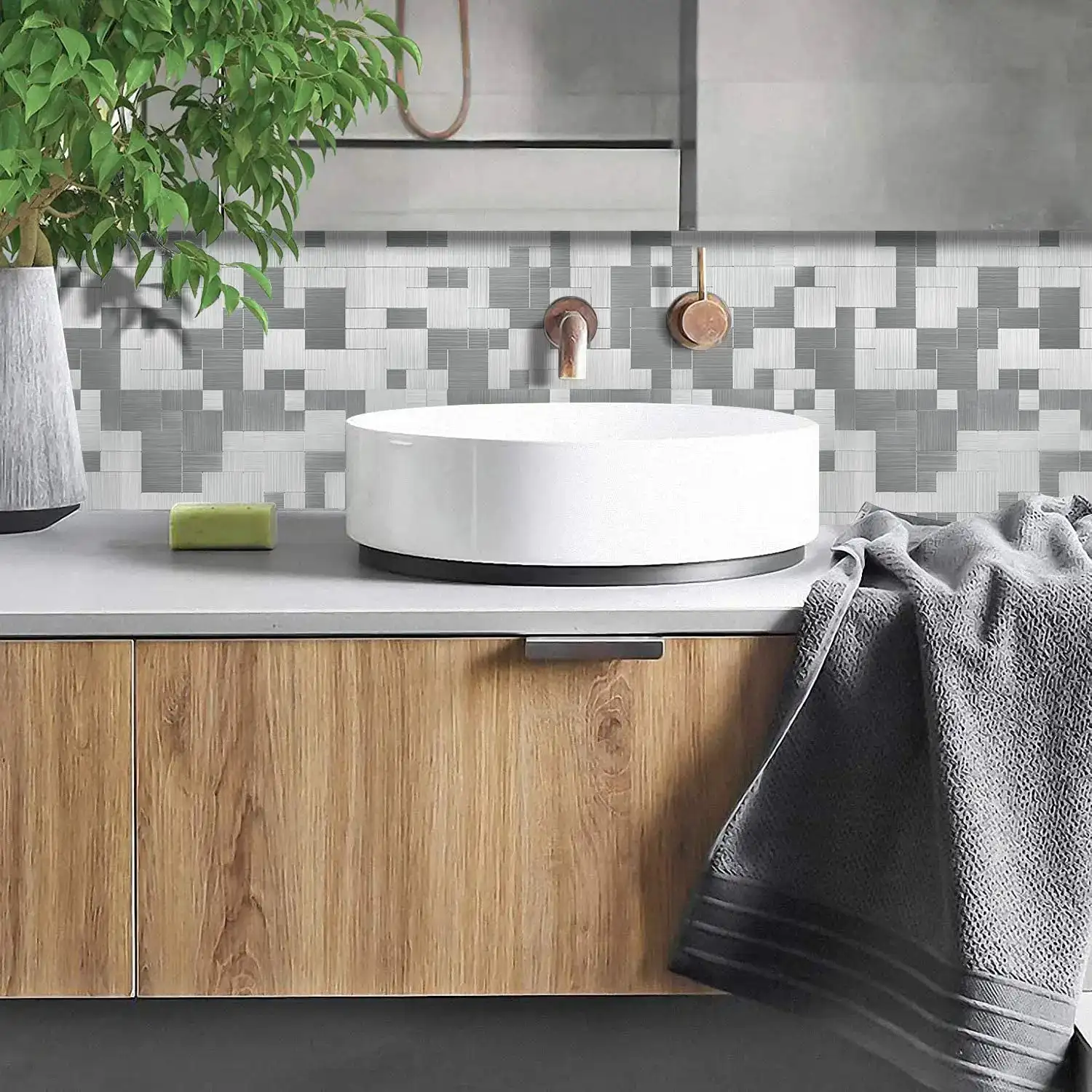 5 шт. настенная плитка из нержавеющей стали с эффектом потертости