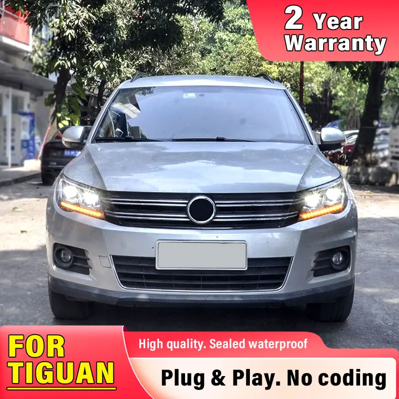 

Автомобильный Стайлинг, передняя фара для Tiguan, сборка фар 2007-2016, светодиодная лампа, новый светодиодный проектор Tiguan X, линза DRL сигнала