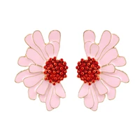 fresh daisy flower drip oil stud earrings zinc alloy fashion jewelry europe america women earwear gift