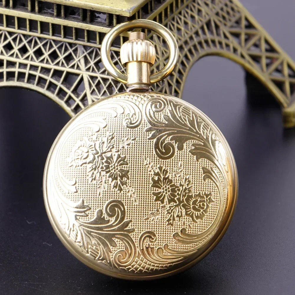 Роскошные золотистые Механические карманные часы из чистой меди с римскими