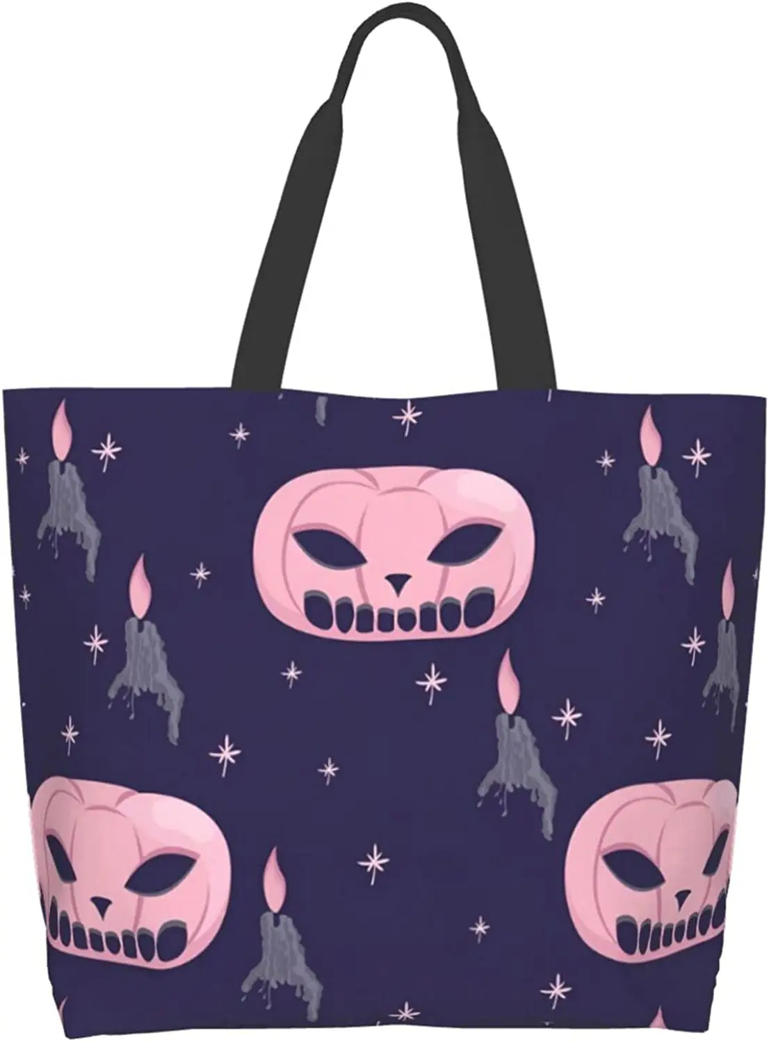 

Большая Сумка-тоут для женщин на Хэллоуин с тыквой страх, многоразовые продуктовые сумки, складная сумка через плечо, милая сумка для покупо...