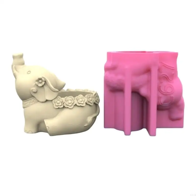 Q81D Уникальная силиконовая плесень 3D Цветочные горшки плесени слон в форме ручки