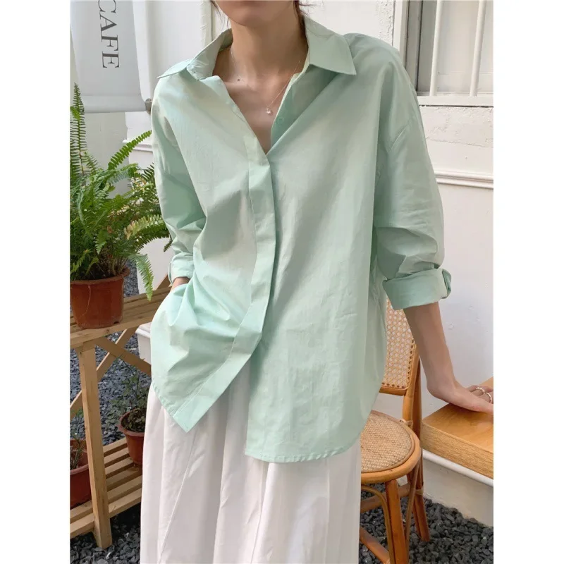 ChicAutumnlapelЭлегантная женская рубашка с длинным рукавом однобортная пышными