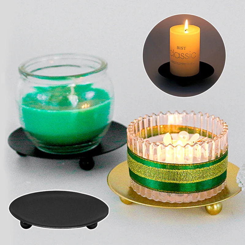 

Iron Plate Candle Holder Decorative Iron Pillar Candle Plate Pedestal Candle Stand For Wax Candles Spa Wedding & Birthdays Party