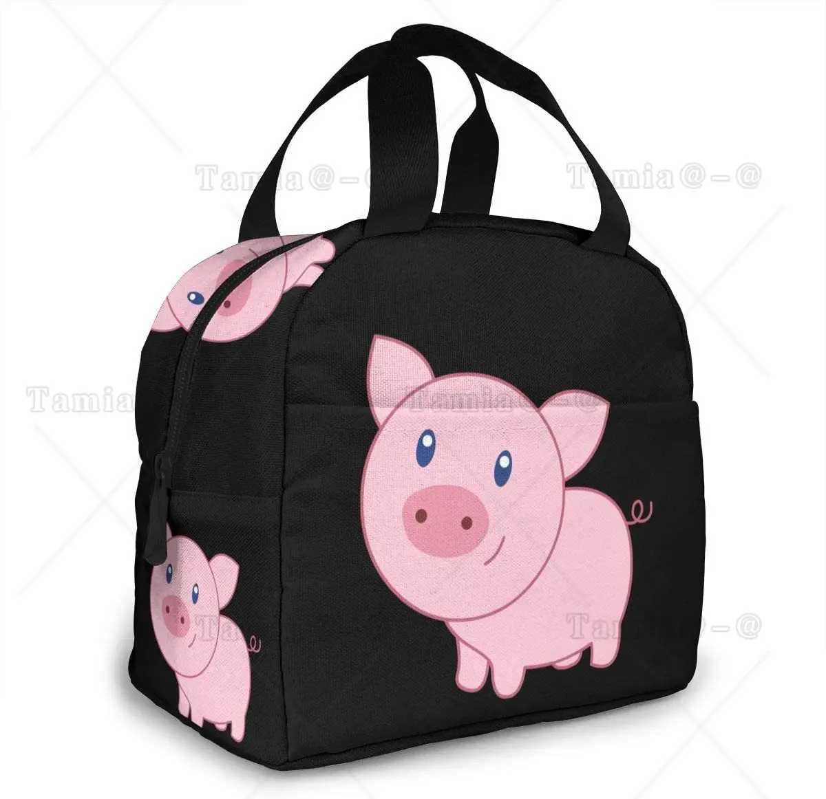 

Симпатичные Мультяшные сумки для обеда в виде свиньи для женщин и мужчин, изолированный Ланч-бокс, сумка-тоут с передним карманом для офиса, школы, пикника