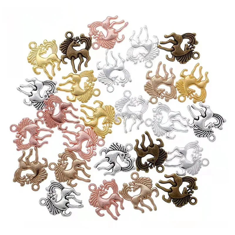 

18pcs/lot Fashion Silver Plated Charms Metal Horse Pendant DIY Jewelry Necklace