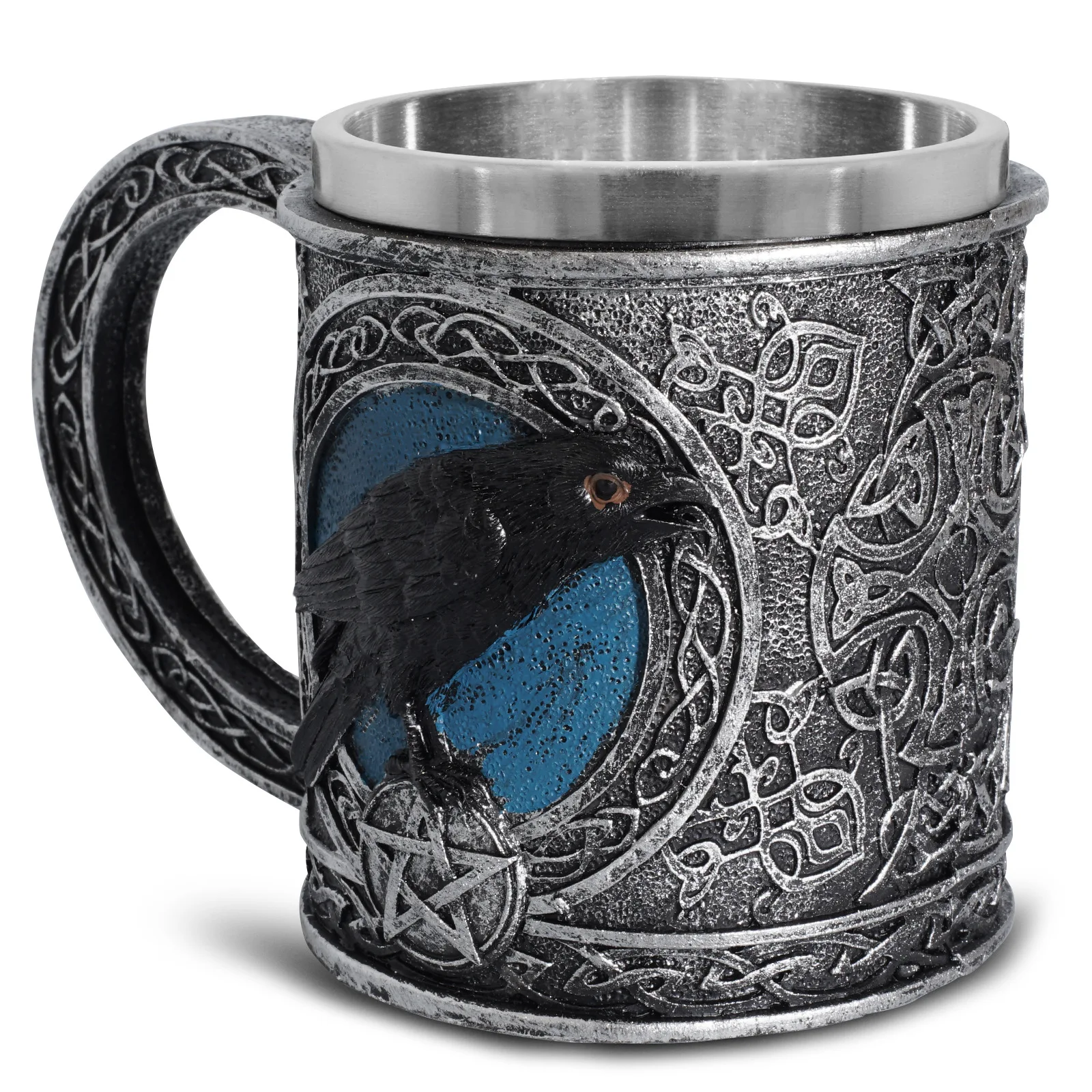 Nordic Viking Odin raven star Tankard Raven beer glass retro stainless steel wine glass bar Christmas gift