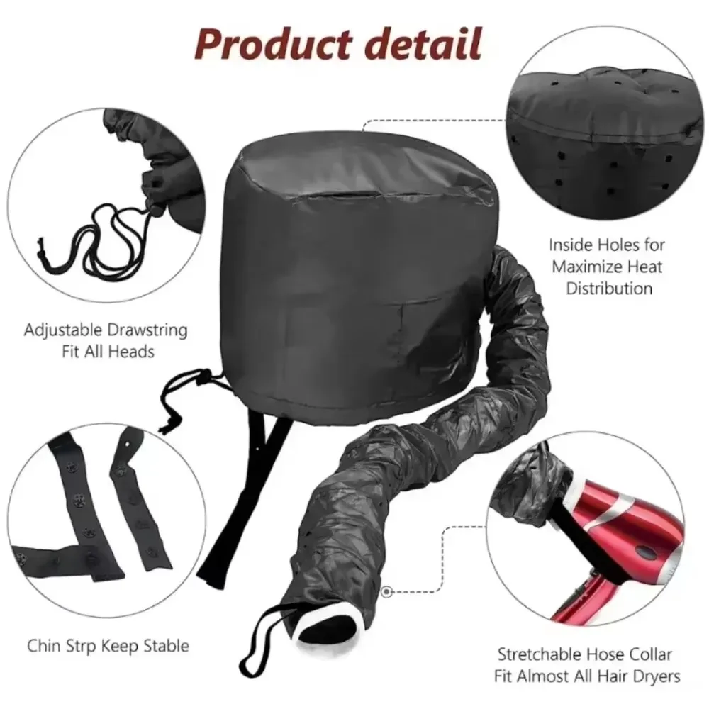 Portable Hair Bonnet Dryer Cap Lazy Man Hairs Quick Dry Hair Dryer Heating Set Oil Baking Cap Household Fast Dry Curly Hair Care