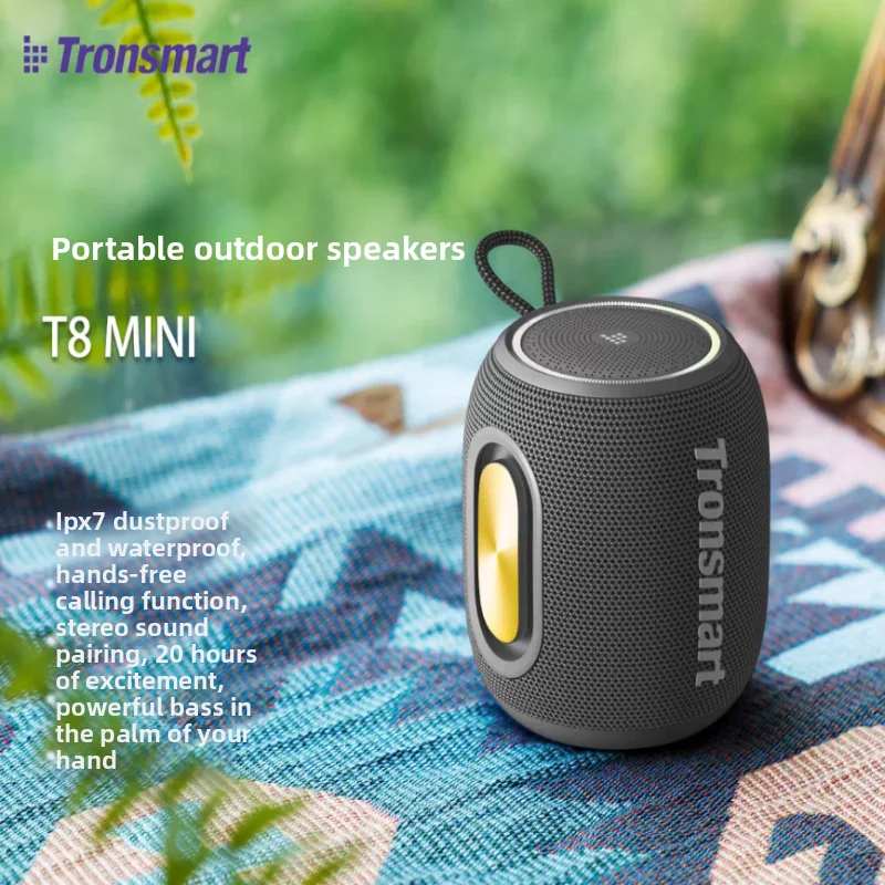 Фото Для портативной Bluetooth-колонки Tronsmart T8 Mini, 16 Вт, водонепроницаемая по стандарту IPX7, с объемным звучанием 360° °   Звуковое устройство с 20-часовой автономной работой для велопрогулок на открытом воздухе №1
