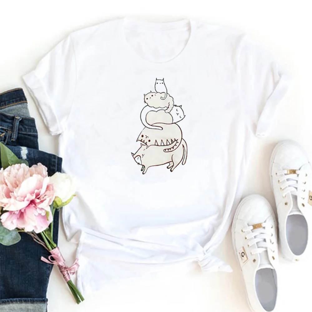 

Футболка с милыми кошками, Женская веганская футболка для женщин