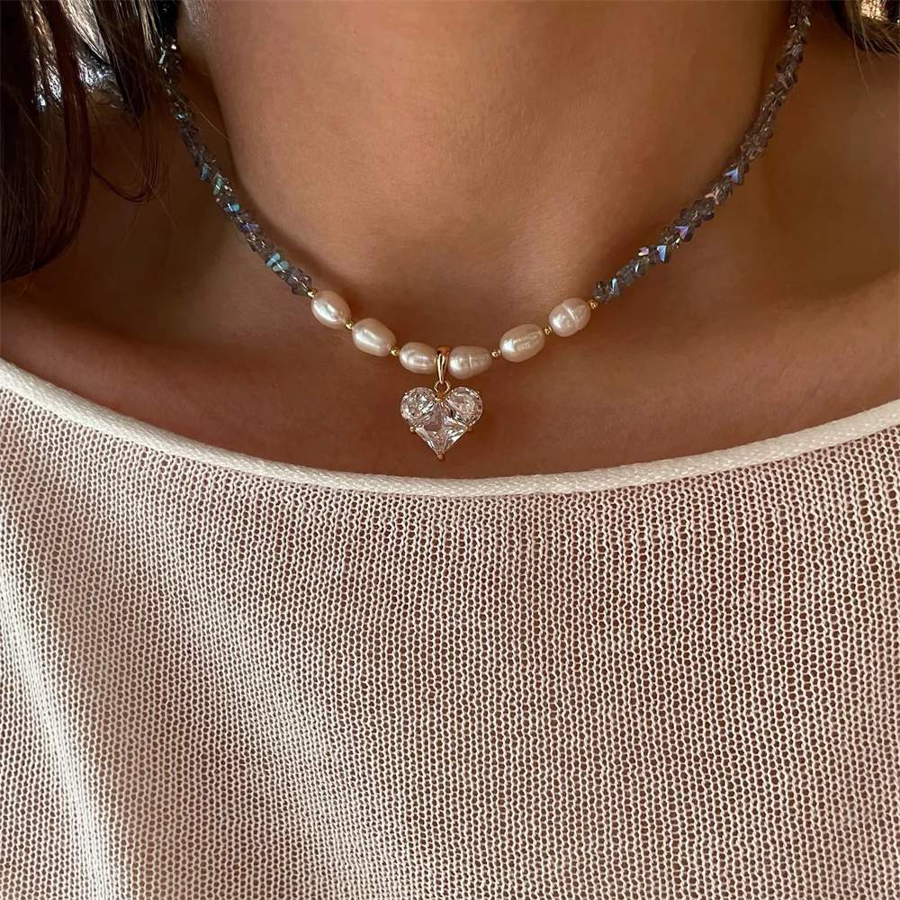 Винтажное геометрическое пластиковое жемчужное ожерелье-цепочка для женщин