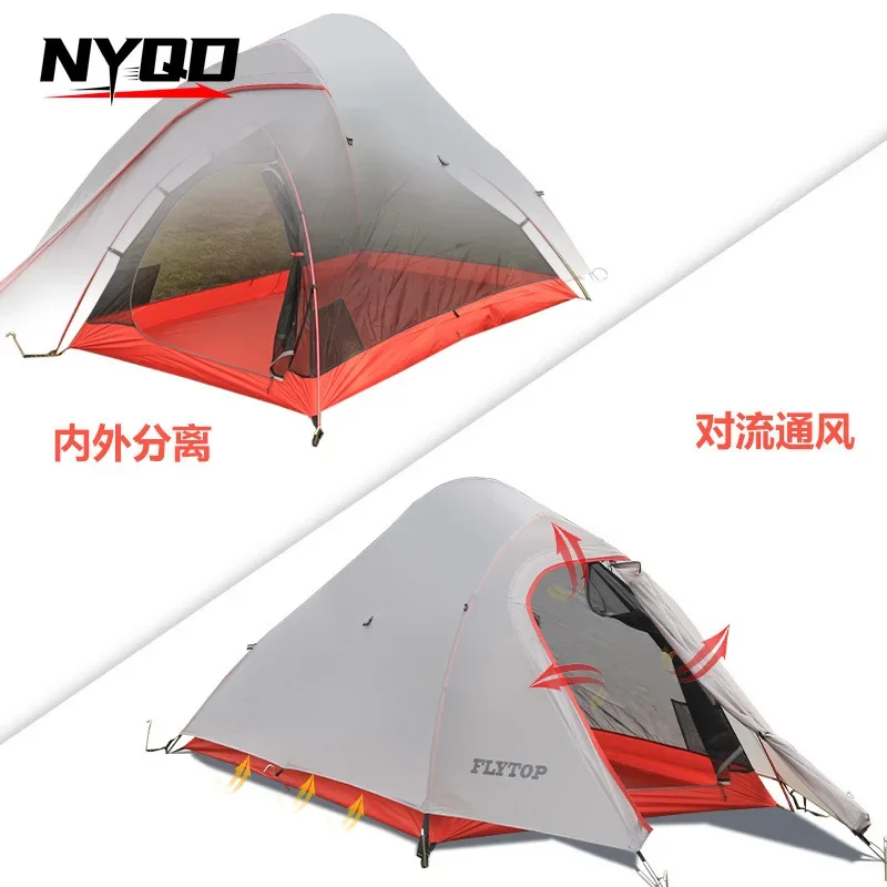Feituo Tent Outdoor Nylon Coated Silicon Double Layer Aluminum Pole Anti-rainstorm Field Camping Single Light