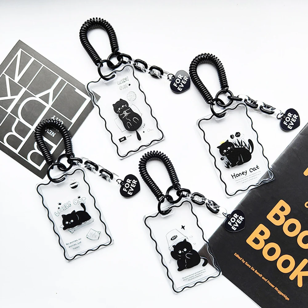 

Card Holder Transparent Embossed Keychain Bus Card Protective Case Photo Display Holder Pendant Photocard Holder Double-sided
