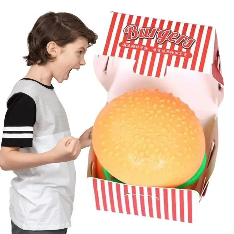 

Burger Squish Tearable 3D Squishys Hamburger Toys Tearable Sensory Toy Silicone Stress Relief Toy For Kid