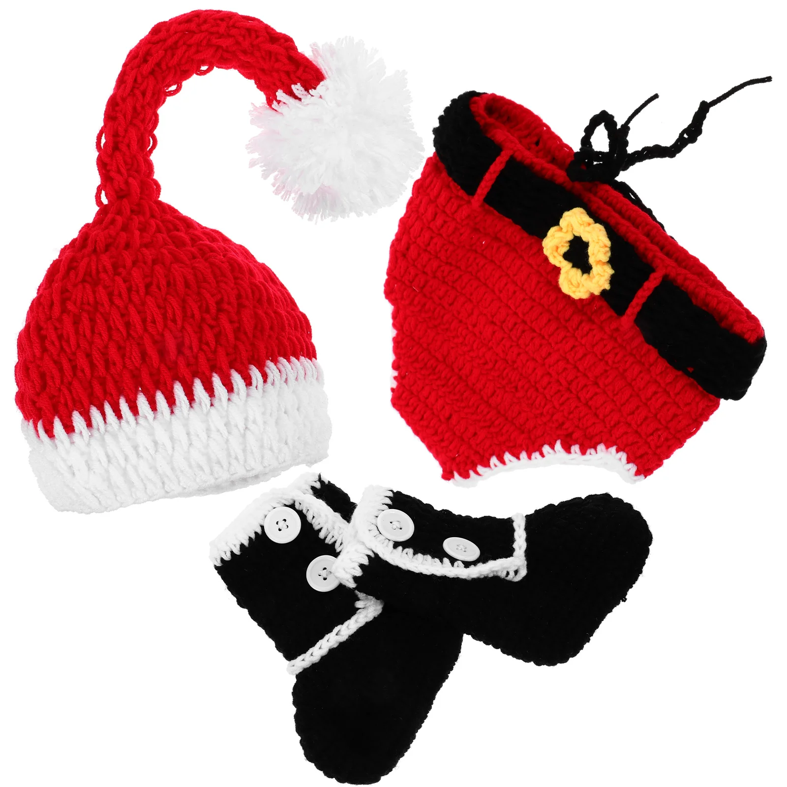 

Baby Girl Outfits Christmas Newborn Photography Props Boy Red Hat Photoshoot Acrylic Santa