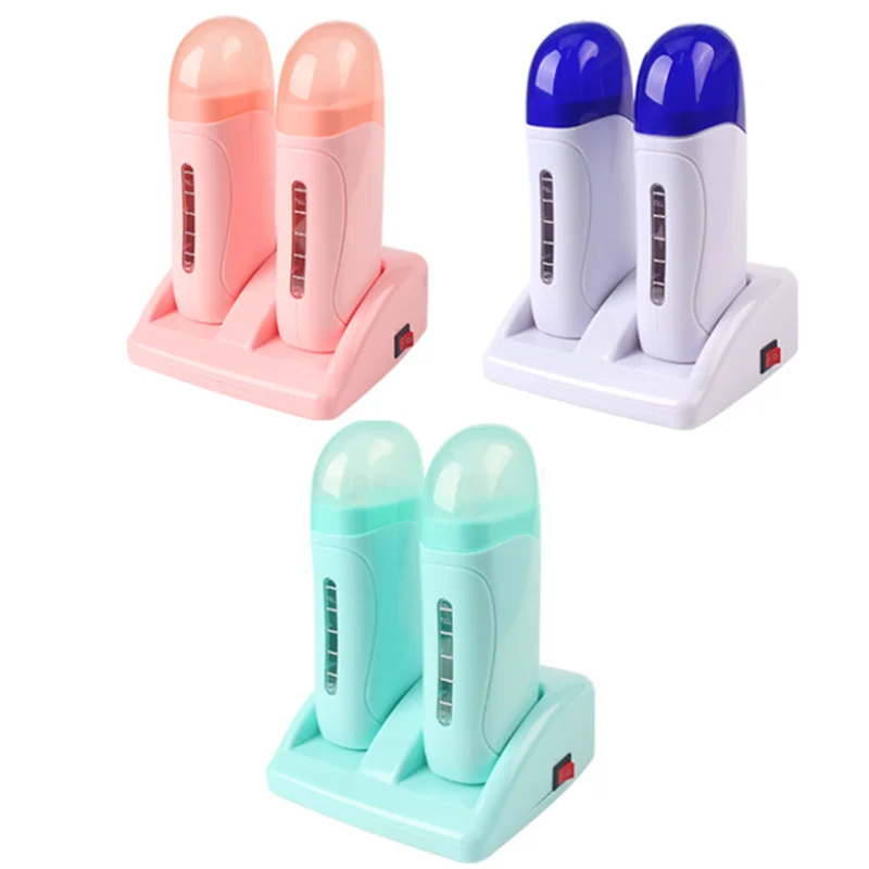 

Электрический нагреватель воска с двумя подставками Эпилятор с картриджем восковой ролик Base Roll на воском, многоразовый аппарат для удаления волос, депиляционный нагреватель