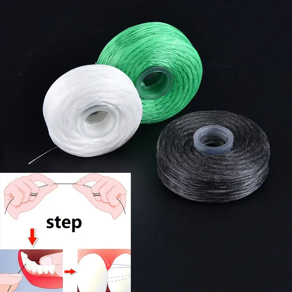 

50M/Roll Flat Wire Dental Flosser Built-in Spool Wax Mint Bamboo Charcoal Replacement Flat Wire Dental Floss