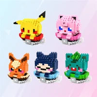 283pcs pokemon figure cup micro building blocks pikachu evee blastoise bulbasaur jigglypuff diamond brick figrues toys for kids