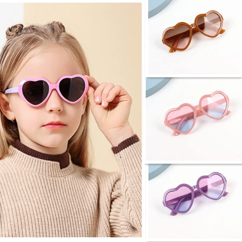 

Heart-shaped Children's Sunglasses Round Gradient Lens Fashion Heart Sunglasses Cartoon Love Baby Sunglasses Sunshade Glasses