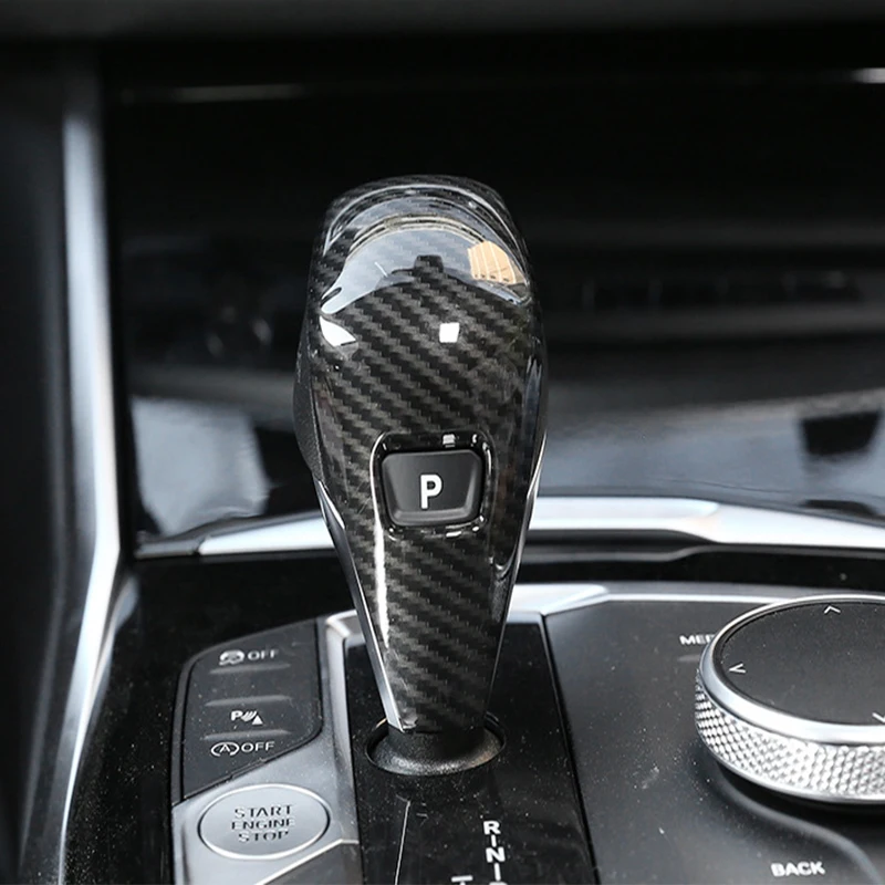 

ABS Car Gear Shift Handle Sleeve Cover Trim For BMW 3 Series 2020 2021 With Carbon Fiber Texture Auto Interior Accessories Style