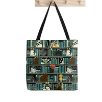 women shopper bag library cats wars kawaii bag harajuku shopping canvas shopper bag girl handbag tote shoulder lady bag