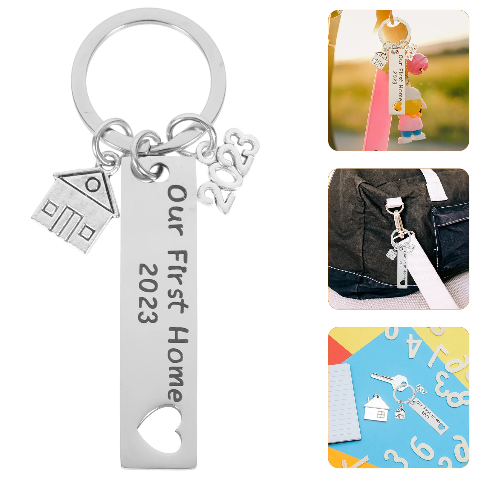 

Key Housewarming Chain Chains Pendants Gift Stainless Steel Decorations New Home Ornament Keychain