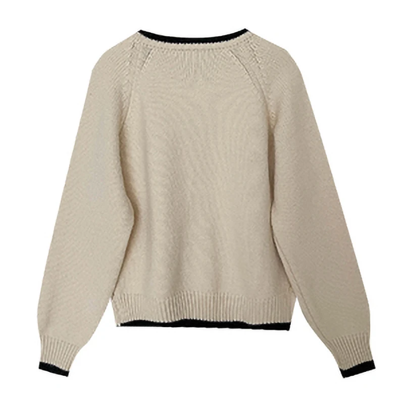 Женский вязаный кардиган с цветочной вышивкой и круглым вырезом