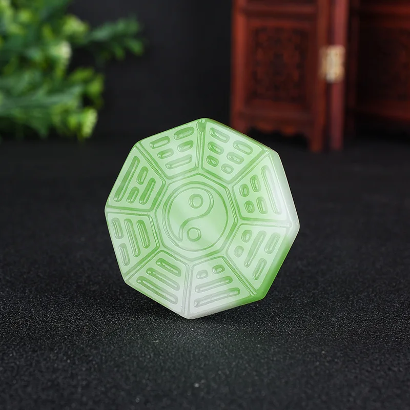 

Natural White Green Jade Tai Chi Gossip Pendant Necklace Chinese Fashion Charm Jewelry Jadeite Carved Amulet for Men Women Gifts