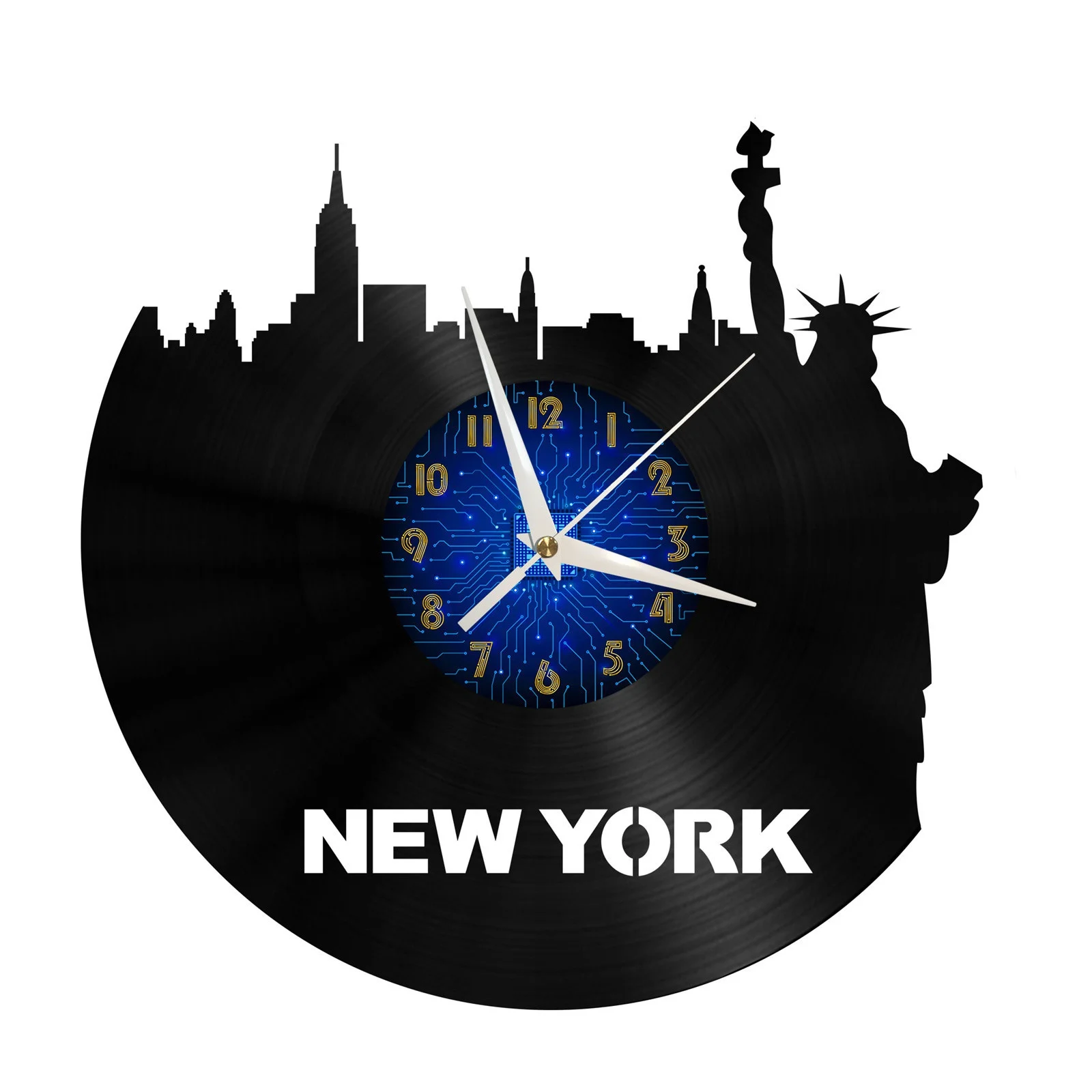 

New York Statue of Liberty Scenery 14 Vinyl Record Wall Clock for Kitchen Wall Decor Wall Art